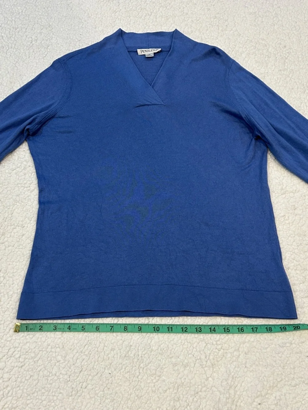 Pendelton V-Neck Silk Cashmere Cotton Long Sleeve Knit Sweater XL Blue